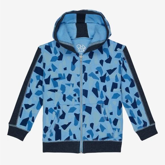 Chaser Camo Zip up‎ Blue Vista Recycled Polyester Blend Kids Hoodie Size 6 - Picture 1 of 8